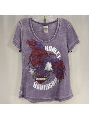 Harley Davidson Womens M Lt Purple Burnout Eagle T-Shirt South East Bedford OH